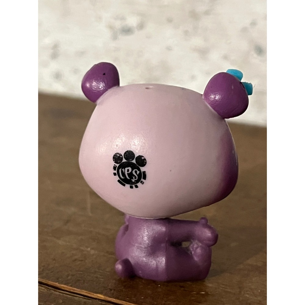Littlest Pet Shop LPS #3557 Purple Penny Ling Panda Pink Eyes Blue Flower - Picture 3 of 5